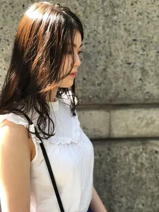 セミロング パーマ ヘアアレンジ メンズ キッズ ネイル マツエク・マツパ 透明感カラー🤎 ゆりのヘアスタイル
