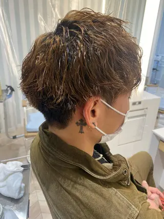 パーマ メンズ 小顔レイヤー/ ベージュ🤍Rieのヘアスタイル