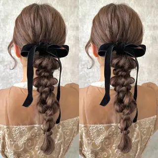 ロング ヘアアレンジ ヘアメ🎀推しカラー 🥣横浜/しほ🧸のヘアスタイル