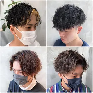 ショート カラー パーマ メンズ 波巻きスパイラルパー マ/シャドウパーマ駿のヘアスタイル