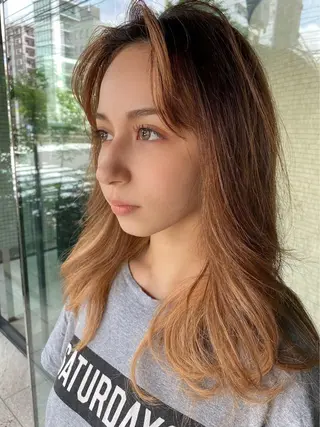 ミディアム ✨色持ちの良い艶 カラー✨蟹江真世のヘアスタイル