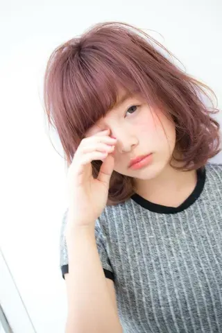 ミディアム セミロング カラー パーマ 内藤 達也のヘアスタイル