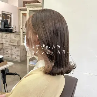 カラー ゆさこのか ダブルカラー／縮毛のヘアスタイル