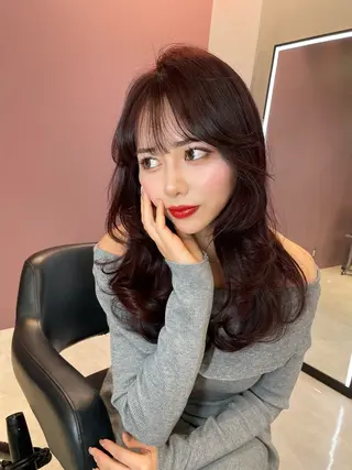 セミロング 韓国✖️網紅🖤 パーマYURIYAのヘアスタイル