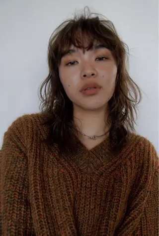 ミディアム カラー パーマ 松崎 めいのヘアスタイル