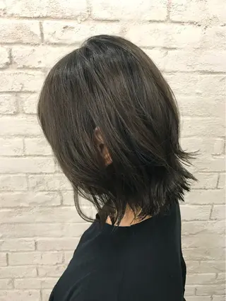 ミディアム カラー パーマ ヘアアレンジ 韓国ヘア✨グレージュ カラーasamiのヘアスタイル