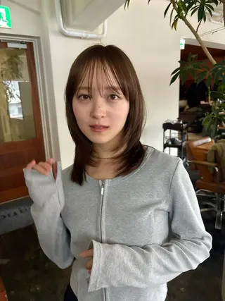 ミディアム 透明感カラー/顔周り カット/ののか💞のヘアスタイル