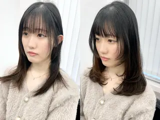 ミディアム カラー パーマ ヘアアレンジ メンズ キッズ 骨格レイヤーカット 🌿美髪縮毛矯正のヘアスタイル