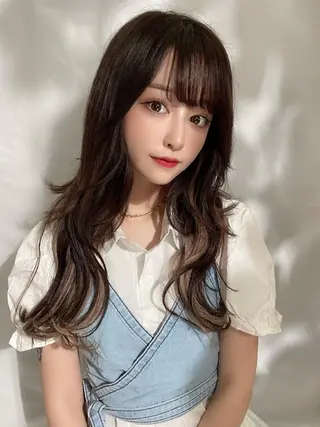 ロング カラー 新宿✨顔周りカット 韓国ヘア/坂本亜裟海のヘアスタイル