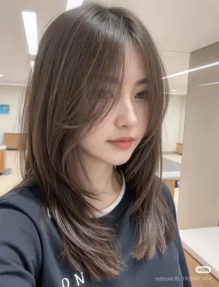 ミディアム レイヤーカット/透明 感カラー/aikaのヘアスタイル