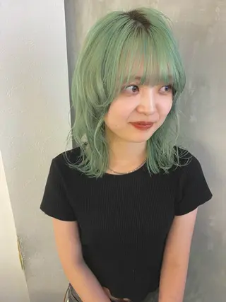 ミディアム カラー 森貴裕/ベージュ/ パーマ/オリーブのヘアスタイル