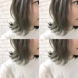ミディアム カラー F． 梅田/ボブ/パーマのヘアスタイル