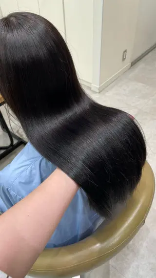 セミロング パーマ 垢抜け小顔レイヤー オリーブ/スミレのヘアスタイル