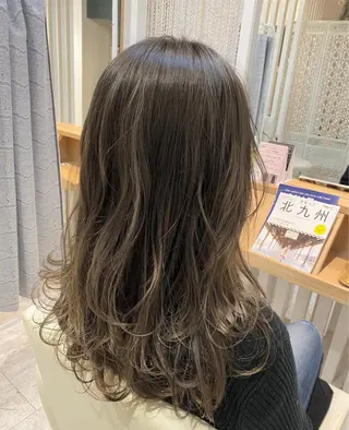 ロング カラー 酸性ストレート/ブリ ーチなしWカラー河本のヘアスタイル