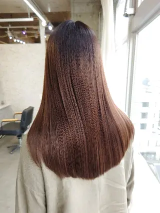 セミロング パーマ 髪質改善.縮毛矯正 ×韓国ヘアyukiのヘアスタイル
