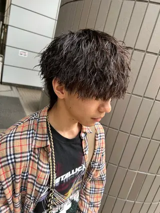 ミディアム パーマ メンズ 大阪/梅田/シャドウ パーマ/ノボリユウタのヘアスタイル