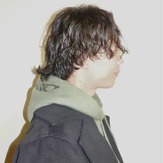 ミディアム パーマ メンズ 浅岡 昭汰のヘアスタイル