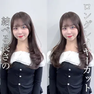 セミロング カラー レイヤー/髪質改善 縮毛/ハッシュカットのヘアスタイル