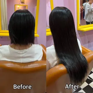 ロング シール＋ちび編み込み エクステ梅田🐨のヘアスタイル