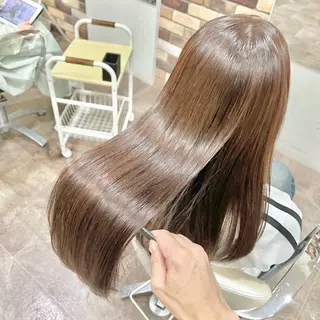 ロング カラー パーマ 大人女性の縮毛矯正/ 艶髪職人/馬渕樹のヘアスタイル