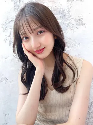 セミロング カラー 顔周り/くびれヘア 韓国ヘア💕風間るなのヘアスタイル
