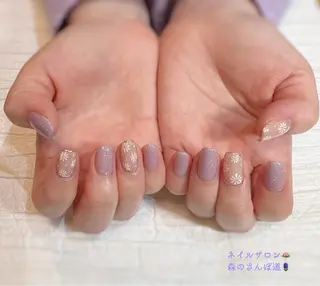 ネイル ショートネイル 森のさんぽ道のネイルデザイン