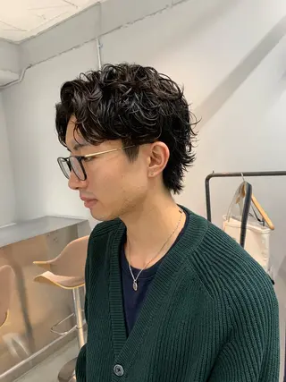 ショート パーマ メンズ フェードカット/メン ズパーマ/森巧真のヘアスタイル