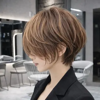 ショート カラー 《髪質改善✖️レイヤ ー🩶》ナオヤのヘアスタイル