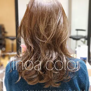セミロング カラー 岡本 尚樹のヘアスタイル