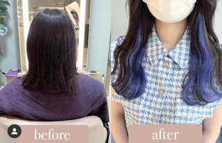 セミロング カラー ササ キのヘアスタイル