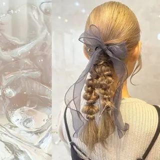 セミロング ヘアアレンジ Rio🎀ブリーチ なし透明感♡顔周り♡のヘアスタイル