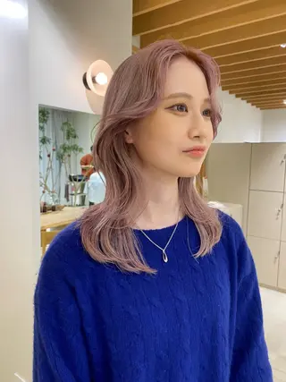 セミロング カラー 似合わせカットカラー りおなのヘアスタイル