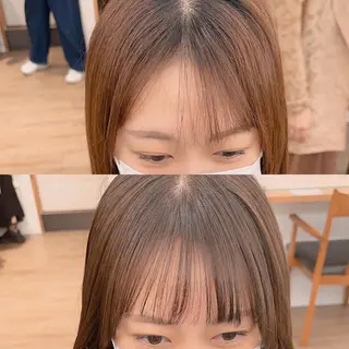 ミディアム カラー パーマ ヘアアレンジ メンズ キッズ ネイル マツエク・マツパ アイブロウ レイヤーカット／顔周 りカット/縮毛矯正のヘアスタイル