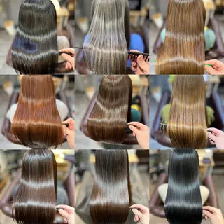 セミロング カラー 髪質改善縮毛矯正 撮影モデル@藤沢駅のヘアスタイル