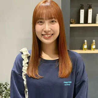 セミロング カラー 🍊暖色×顔周り 🍊cocoroのヘアスタイル
