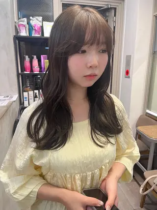 セミロング カラー 赤み消しカラー/ ナチュラル/トモキのヘアスタイル