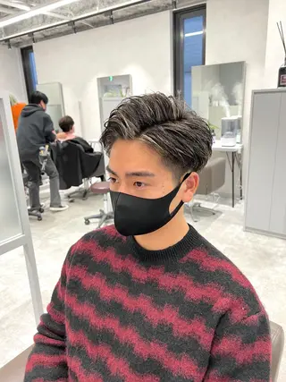 ショート カラー パーマ 関西センターパート メンズモデル募集のヘアスタイル