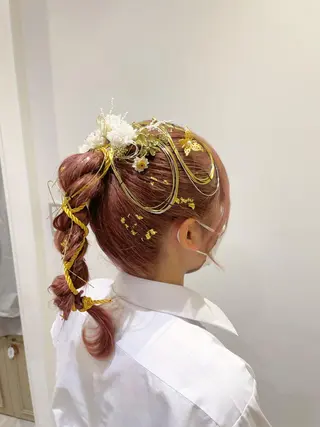 セミロング ヘアアレンジ シールエクステ横浜 🐏☁️miminaのヘアスタイル