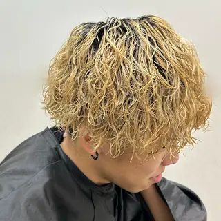 パーマ メンズ 曲がる縮毛矯正/メン ズカット髪質改善のヘアスタイル