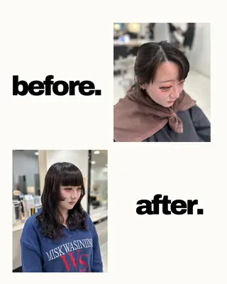 ミディアム パーマ クロスパーマ/うる艶 カラー/Kurumiのヘアスタイル