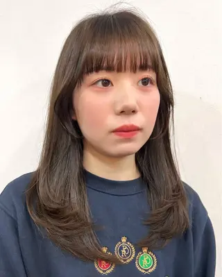 ミディアム カラー 韓国ヘア 🎀華澄のヘアスタイル
