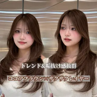 ロング カラー パーマ 今っぽレイヤーカット グレージュ/リョウヤのヘアスタイル