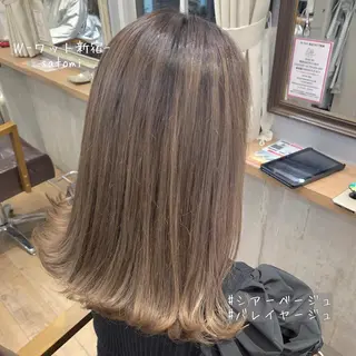 セミロング カラー パーマ ヘアアレンジ メンズ キッズ ネイル マツエク・マツパ 新宿駅近♡友達とOK 🦋W -ワット -のヘアスタイル