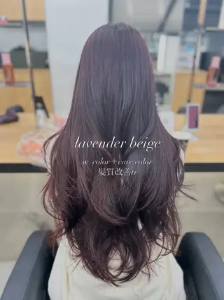 ロング カラー YUKA🤍ベージュ /ミルクティーのヘアスタイル