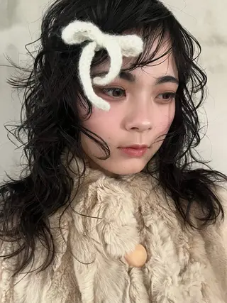 ロング パーマ 田中 里奈のヘアスタイル