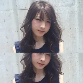 ミディアム セミロング ロング カラー パーマ 内藤 達也のヘアスタイル