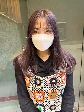 セミロング デザインカラー/ボブ ブリーチカラー/ユリのヘアスタイル