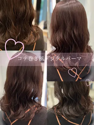 ミディアム パーマ 韓国っぽ透け感カラー マンツーマン🫧なおのヘアスタイル