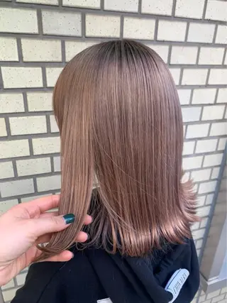 カラー 矯正パーマ、ベージュ ボブカット🫧のヘアスタイル