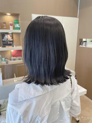 ミディアム カラー 縮毛矯正ボブ/ 髪質改善/カットのヘアスタイル